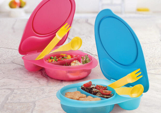 Tupperware Porta Vianda con Divisiones y Cubiertos 