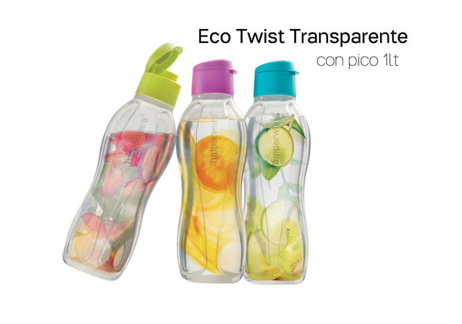 Botella Eco Twist 500ml Transparente Tupperware Deportiva