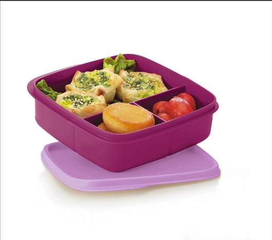 Tupperware Porta Vianda Cuadrado con Divisiones 550 ml 