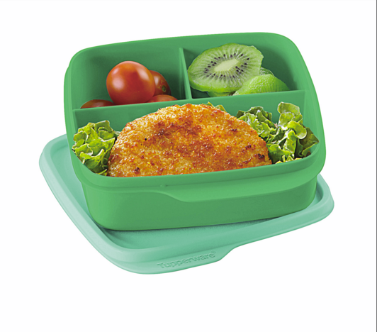 Tupperware Porta Vianda Cuadrado con Divisiones 550 ml 